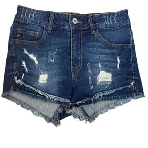 KANCAN Ripped Frayed Hem Stretch Jean Shorts - Size 24/1